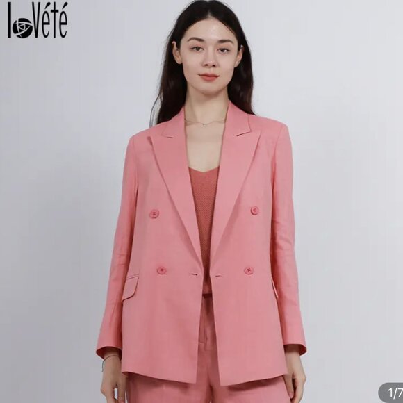pink color linen suit - Picture 1 of 3